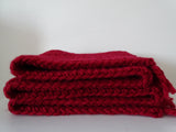 clolicot écharpe épaisse hiver laine double tricot tricotin artisanat fait main création femme homme doux confort chaud qualité unique accessoire mode style fashion couleur rouge