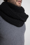 clolicot écharpe hiver laine tricot artisanat fait main création femme homme doux confort qualité unique accessoire mode style couleur noir noire