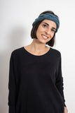 clolicot headband bandeau tête laine tricot artisanat fait main création hiver automne femme motif torsade tresse accessoire qualité unique mode style fashion couleur denim bleu