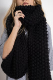 clolicot écharpe épaisse hiver laine tricot artisanat fait main création femme homme doux confort chaud qualité unique accessoire mode style fashion couleur noir noire foncé