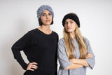 clolicot headband bandeau tête laine tricot artisanat fait main création hiver automne femme motif accessoire qualité unique mode style fashion couleur noir foncé gris clair