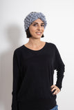 clolicot headband bandeau tête laine tricot artisanat fait main création hiver automne femme motif accessoire qualité unique mode style fashion couleur gris jean clair